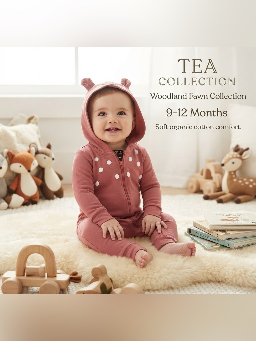 Tea Collection Fawn Onesie with White Dots